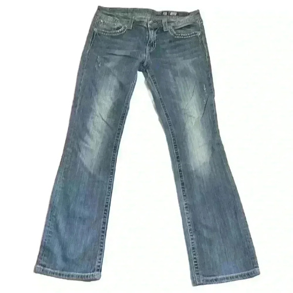 Miss Me Jeans Distressed Bootcut Boot Bedazzled Y2K Womens Size 32 JE5380B5L - Picture 3 of 16